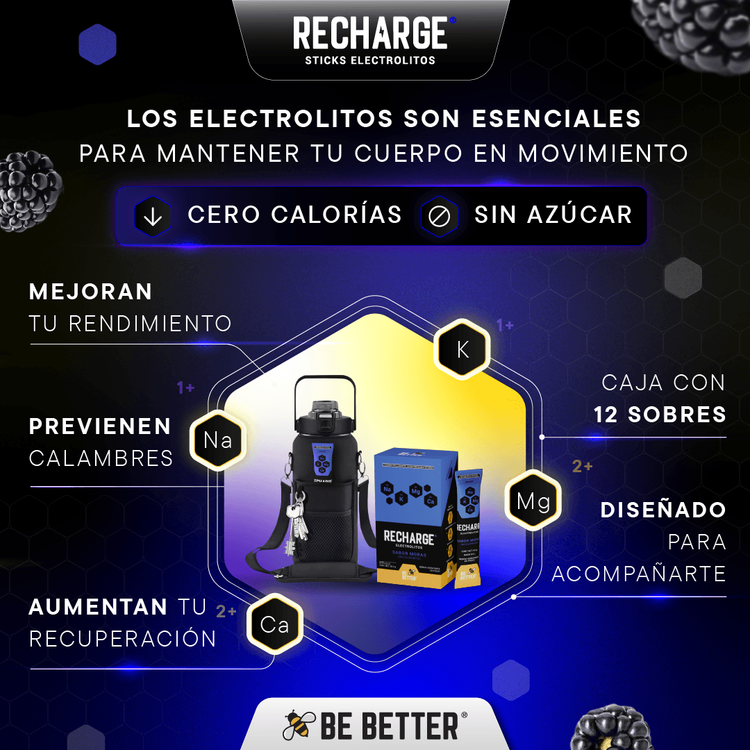 RECHARGE | Caja con 12 sobres | Electrolitos en polvo | Moras