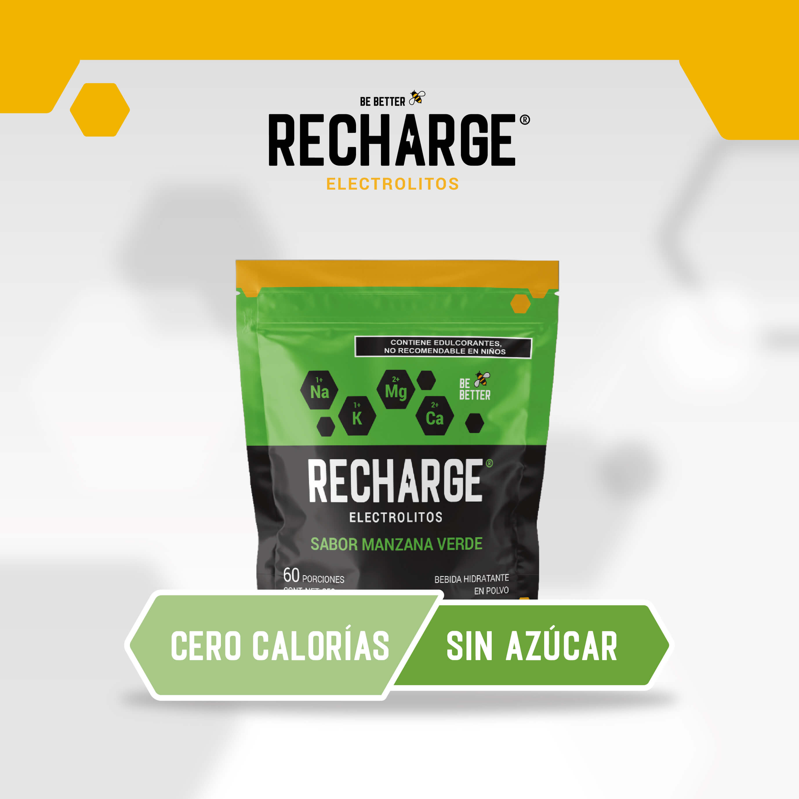 RECHARGE | Electrolitos en polvo | Manzana Verde