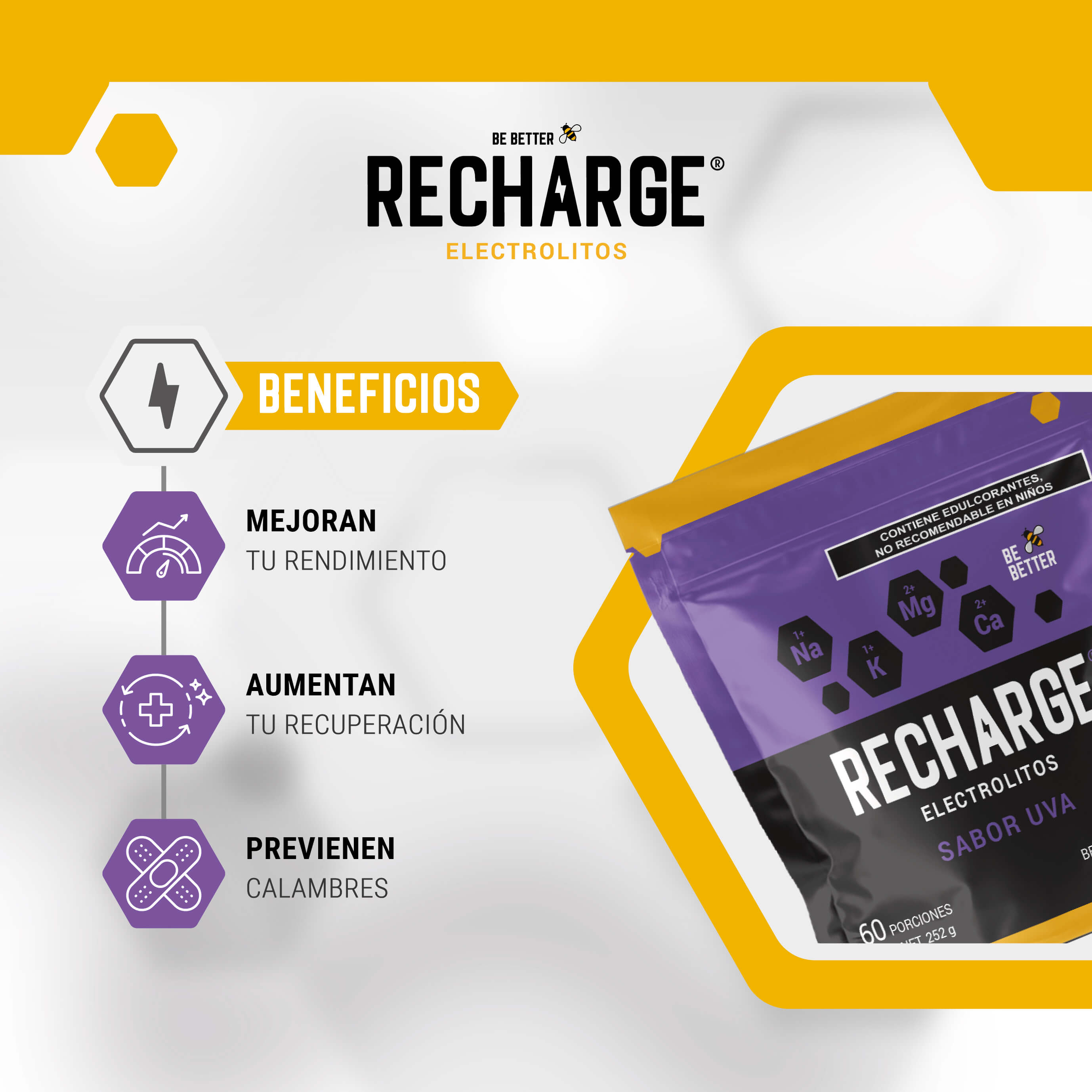 RECHARGE | Electrolitos en polvo | Uva