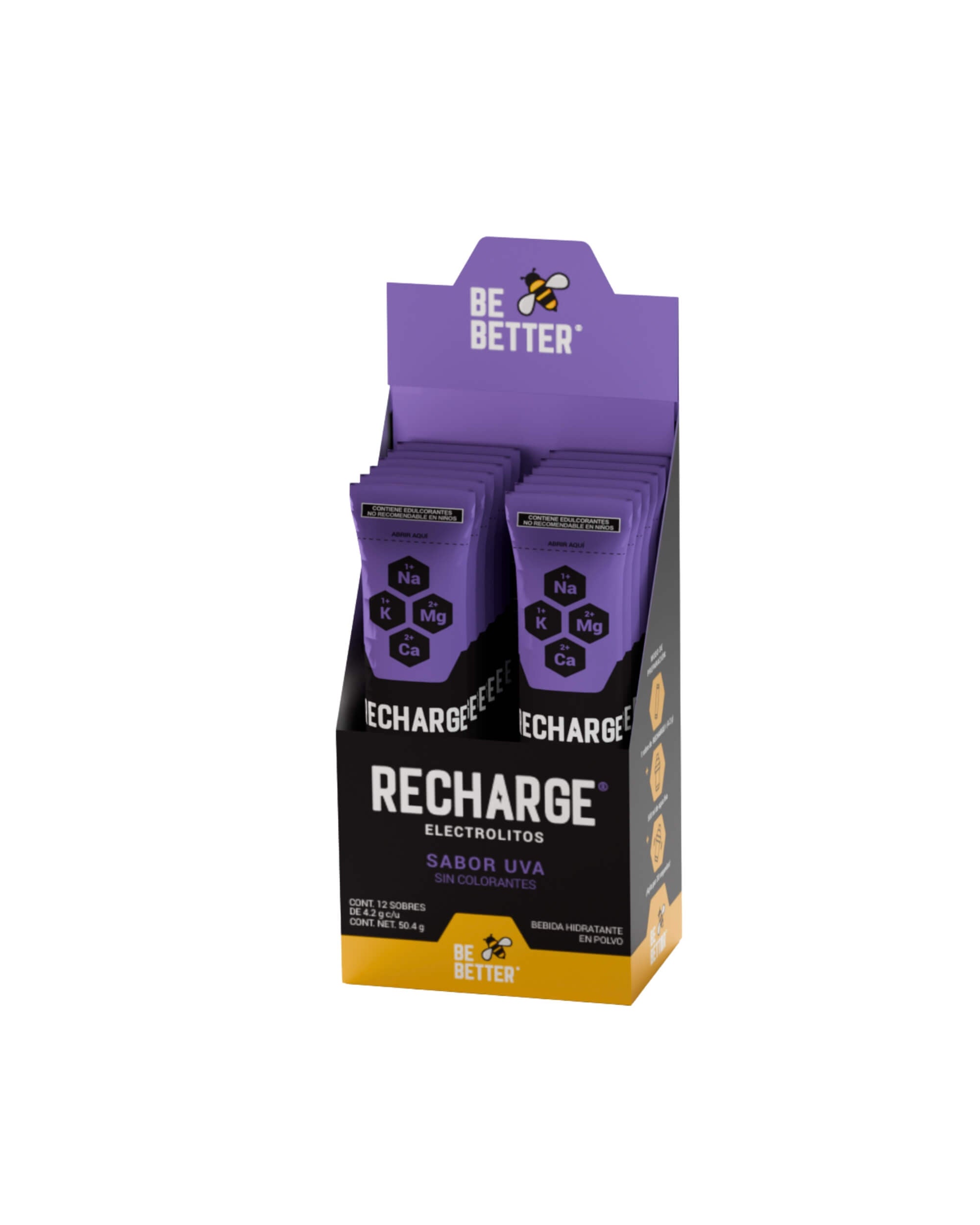 RECHARGE | Caja con 12 sobres | Electrolitos en polvo | Uva