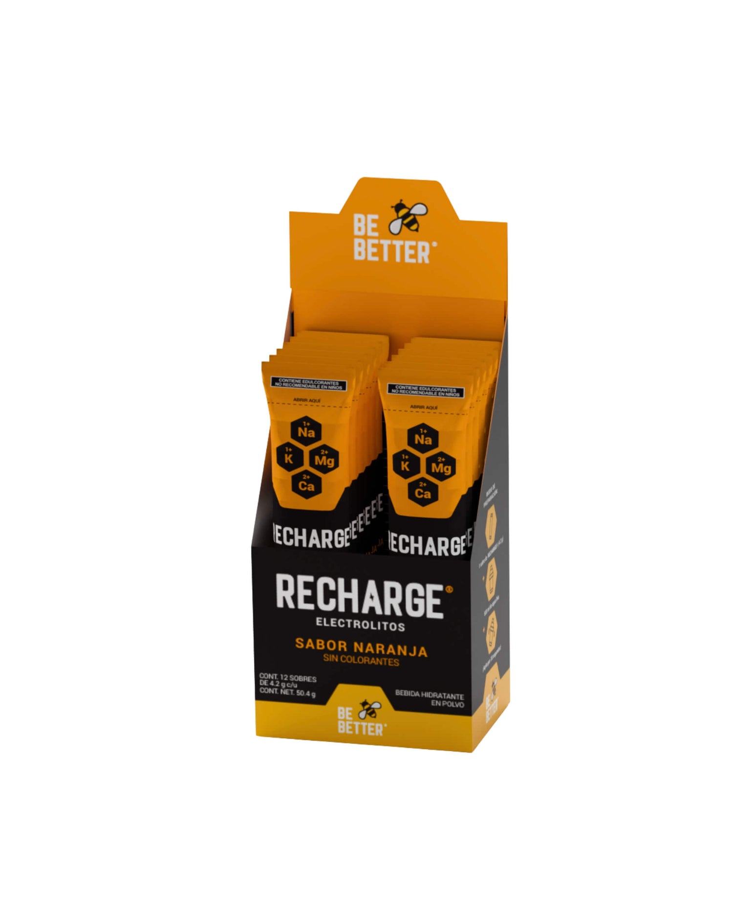 RECHARGE | Caja con 12 sobres | Electrolitos en polvo | Naranja