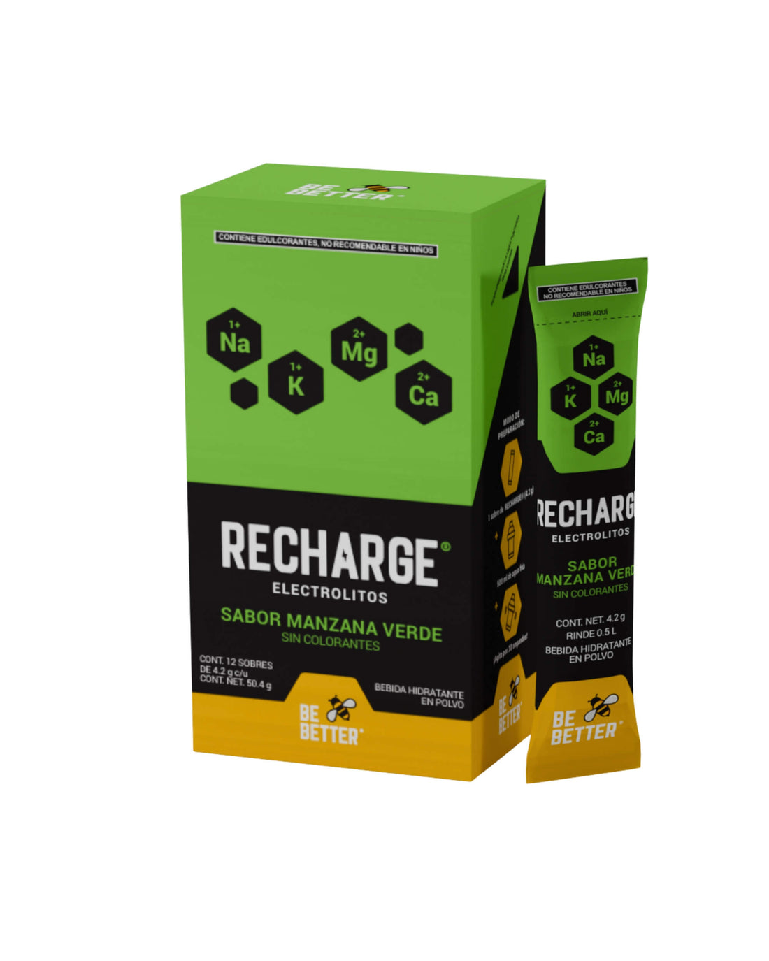 RECHARGE | Caja con 12 sobres | Electrolitos en polvo | Manzana Verde