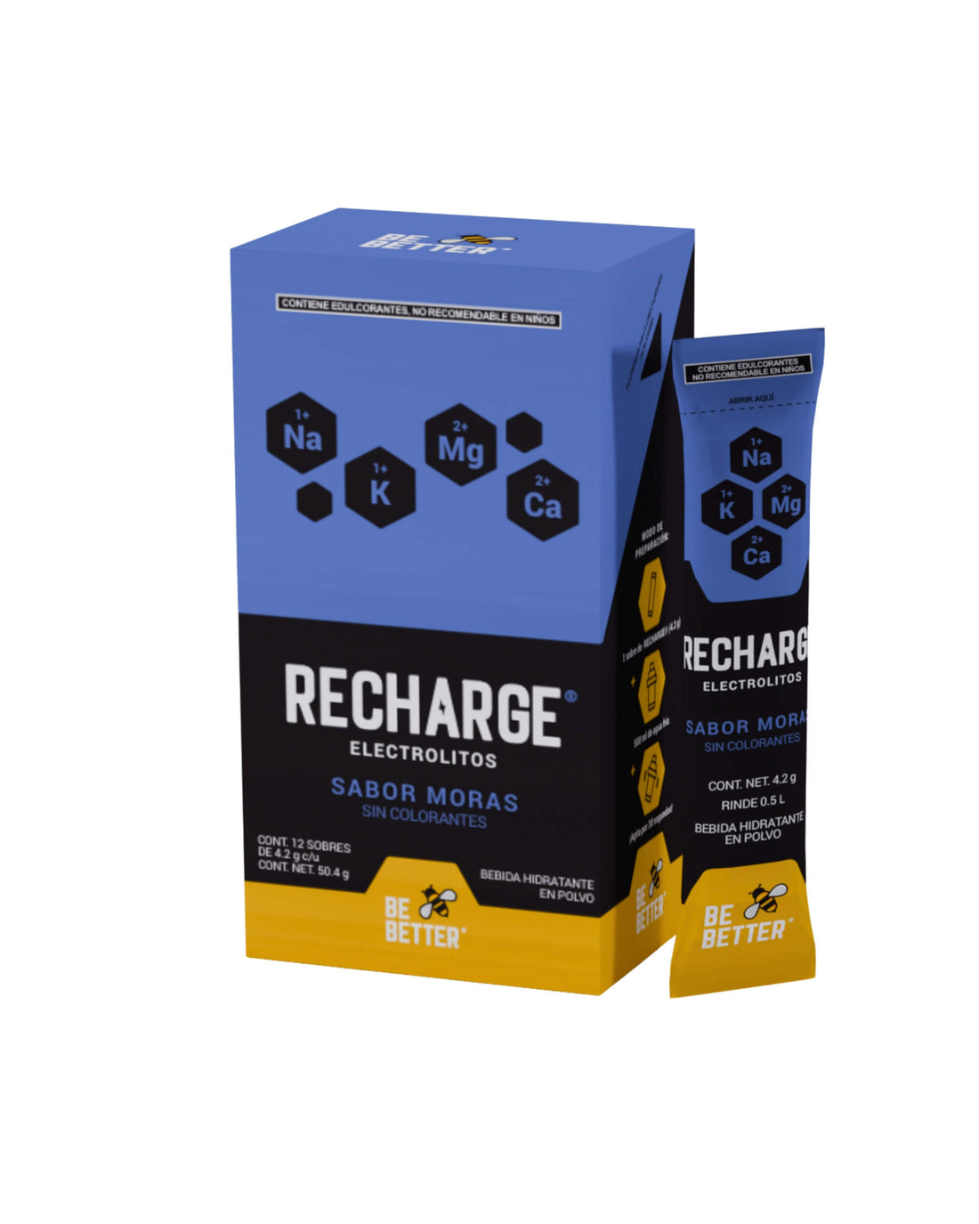 RECHARGE | Caja con 12 sobres | Electrolitos en polvo | Moras
