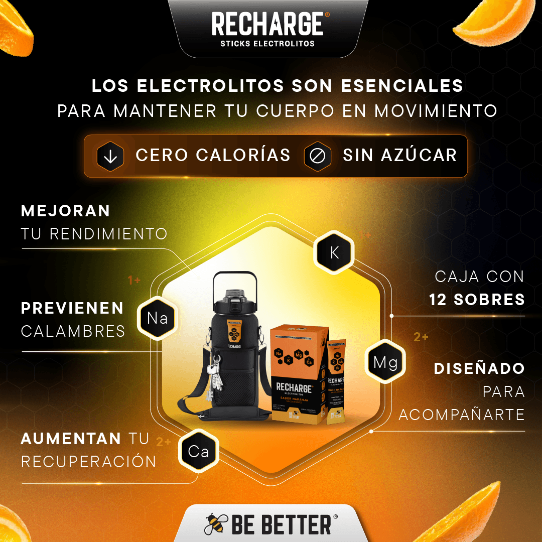 RECHARGE | Caja con 12 sobres | Electrolitos en polvo | Naranja