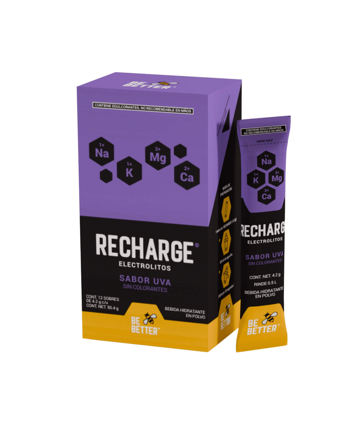 RECHARGE | Caja con 12 sobres | Electrolitos en polvo | Uva