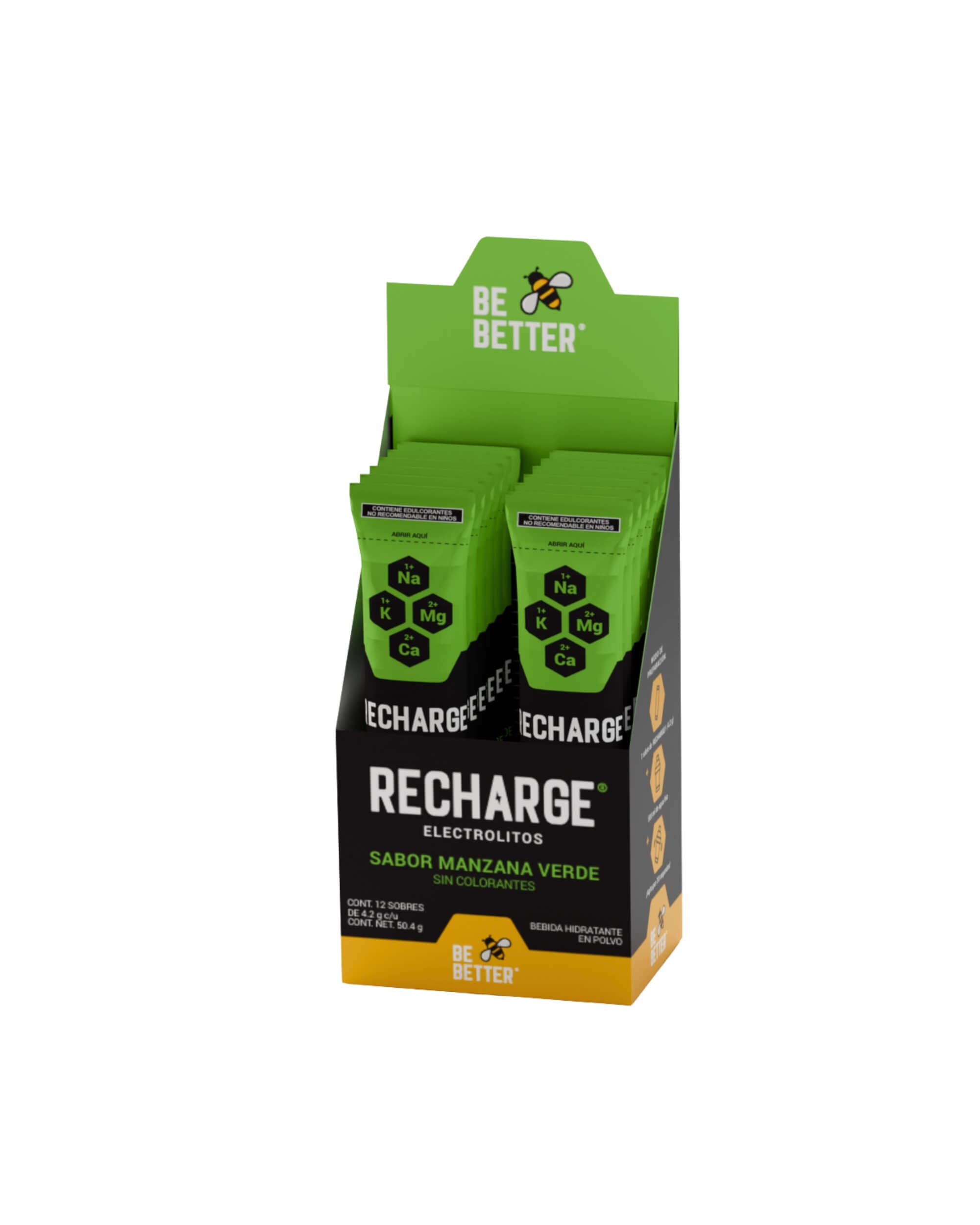 RECHARGE | Caja con 12 sobres | Electrolitos en polvo | Manzana Verde